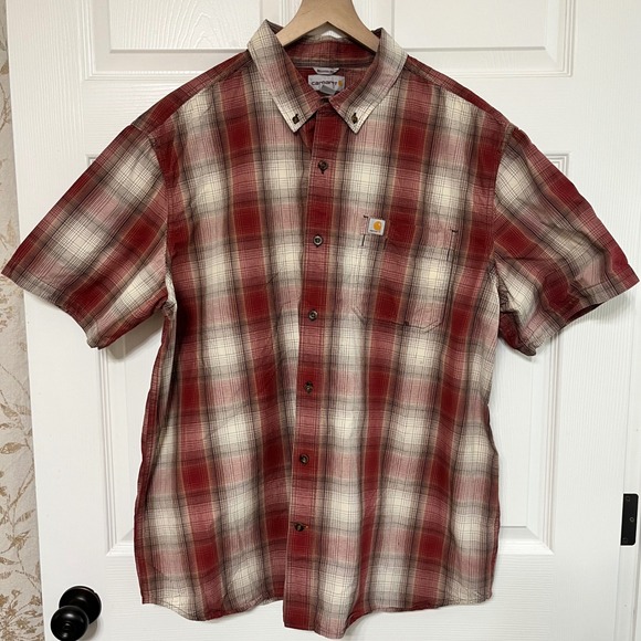 Carhartt Other - Carhartt Mens 2XL Relaxed Fit Plaid Button Down Short Sleeve Casual Shirt